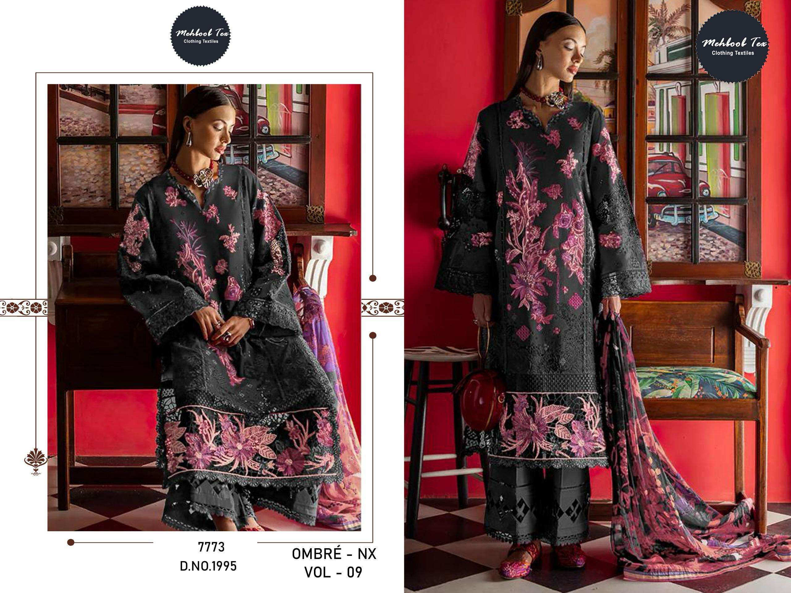 MEHBOOB  TEX OMBRE NX VOL 9 COTTON HEAVY EMBROIDERY WORK SUIT