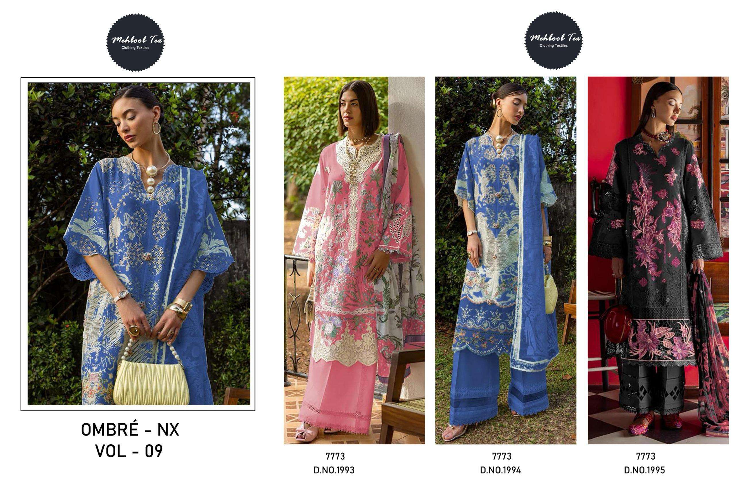 MEHBOOB  TEX OMBRE NX VOL 9 COTTON HEAVY EMBROIDERY WORK SUIT