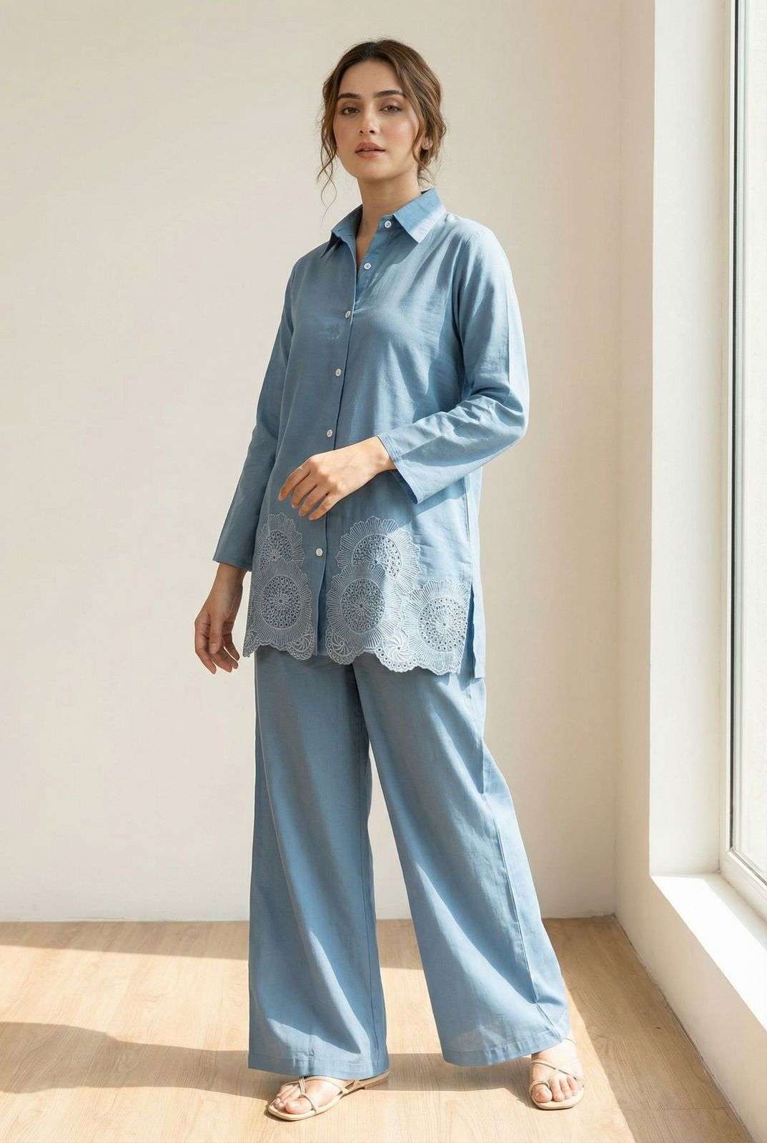 MF CO-ORD SET COLLECTION SILK FANCY PREETY LOOKS TOP WITH BOTTOM PAIR
