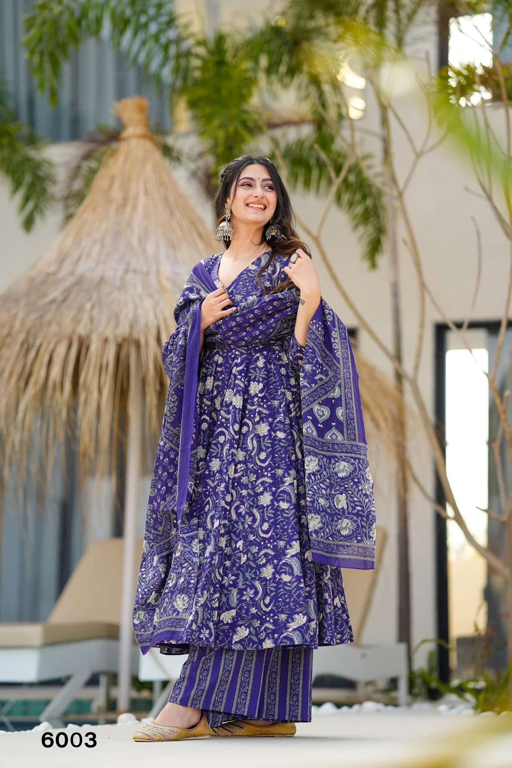 MF VYOMA VOL 6 MUSLIN DIGITAL PRINTED FANCY LONG GOWN KURTI WITH BOTTOM AND DUPATTA