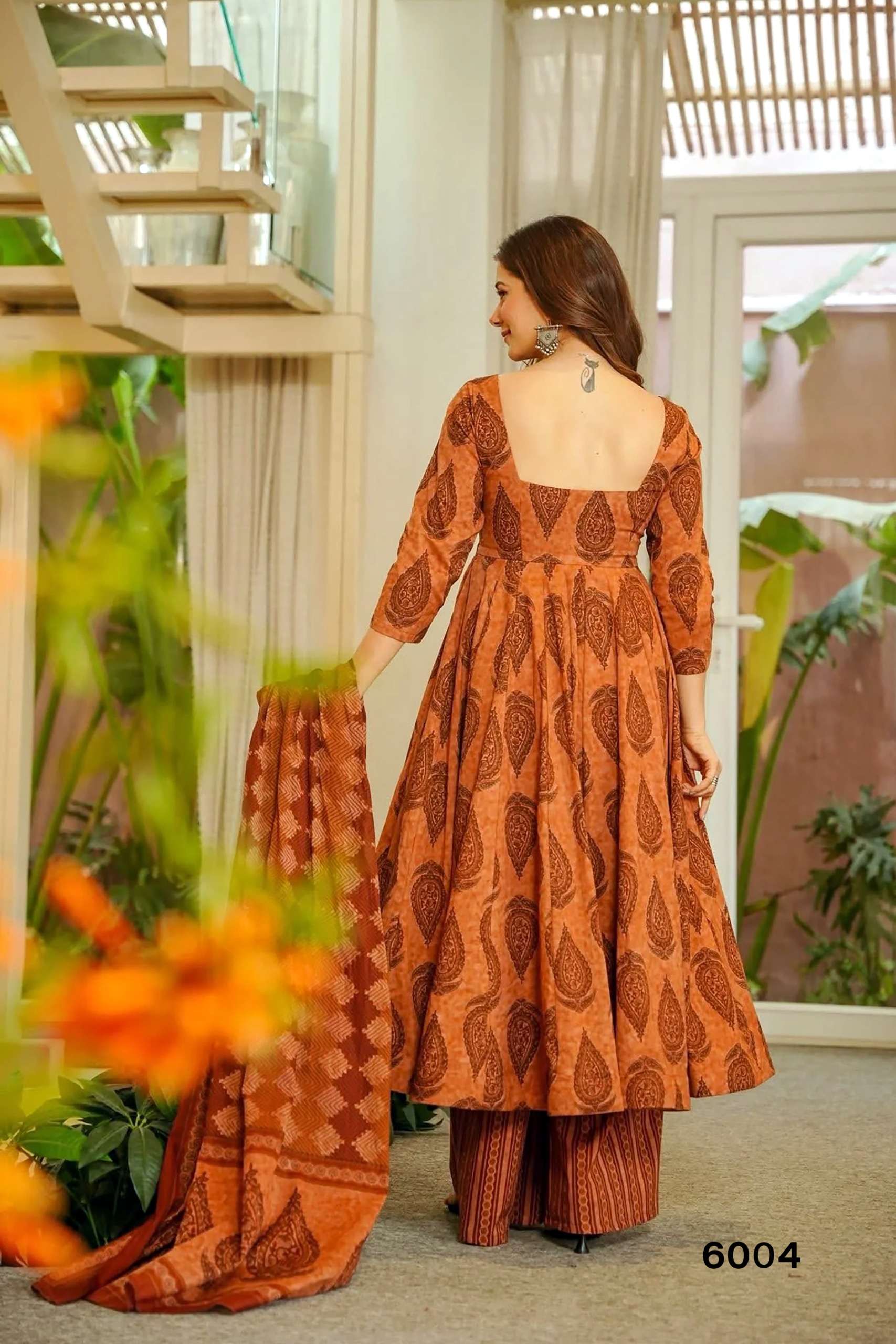 MF VYOMA VOL 6 MUSLIN DIGITAL PRINTED FANCY LONG GOWN KURTI WITH BOTTOM AND DUPATTA