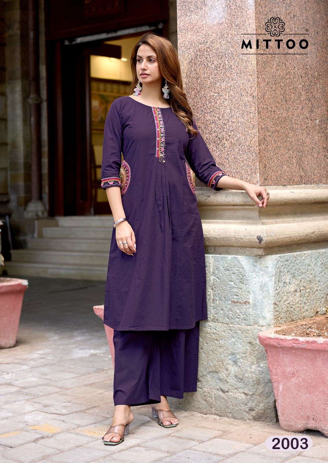 MITTOO VANYAA COTTON FANCY WORK LADIES KURTI BOTTOM PAIR 