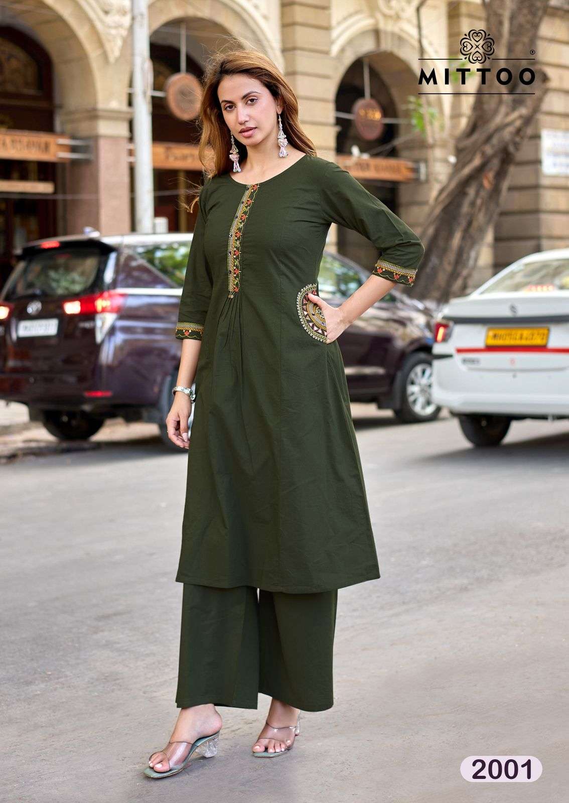MITTOO VANYAA COTTON FANCY WORK LADIES KURTI BOTTOM PAIR 