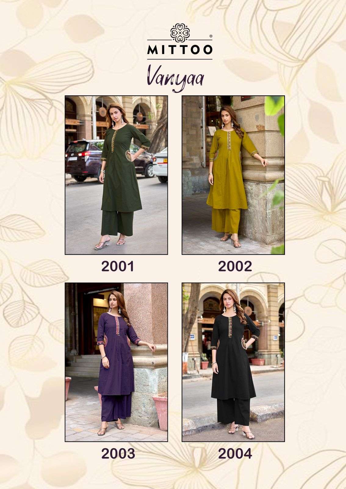 MITTOO VANYAA COTTON FANCY WORK LADIES KURTI BOTTOM PAIR 
