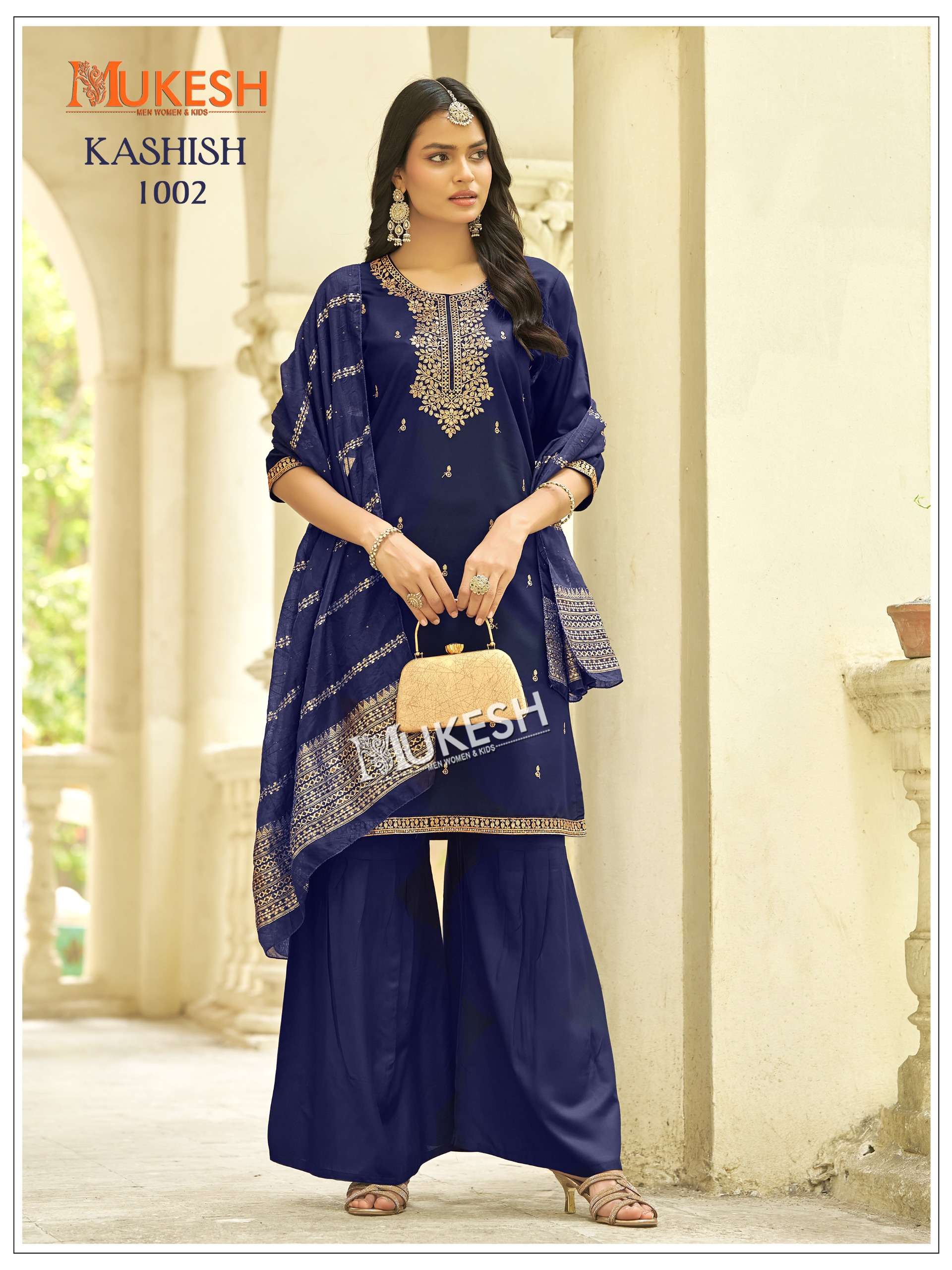 MUKESH KASHISH RAYON HEAVY SEQUENCE EMBROIDERY DESIGNER WORK LADIES 3PCS SET COLLECTION 