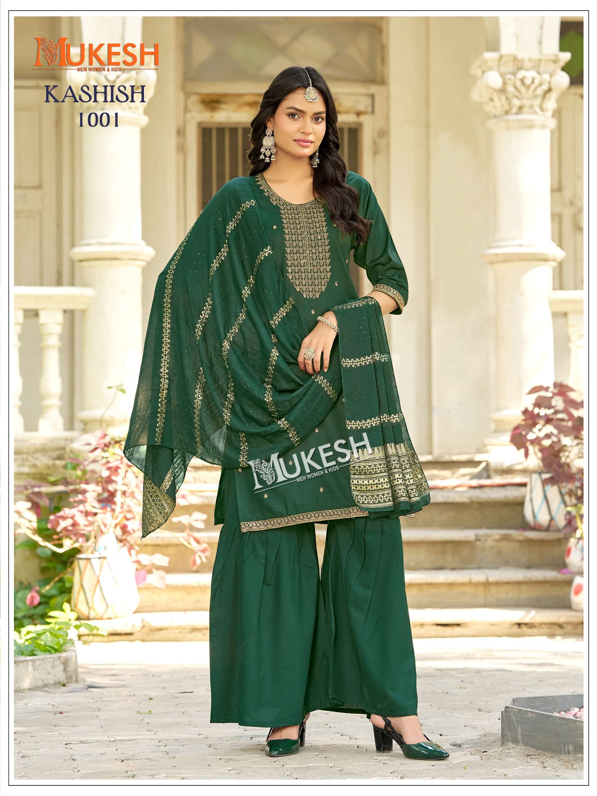 MUKESH KASHISH RAYON HEAVY SEQUENCE EMBROIDERY DESIGNER WORK LADIES 3PCS SET COLLECTION 