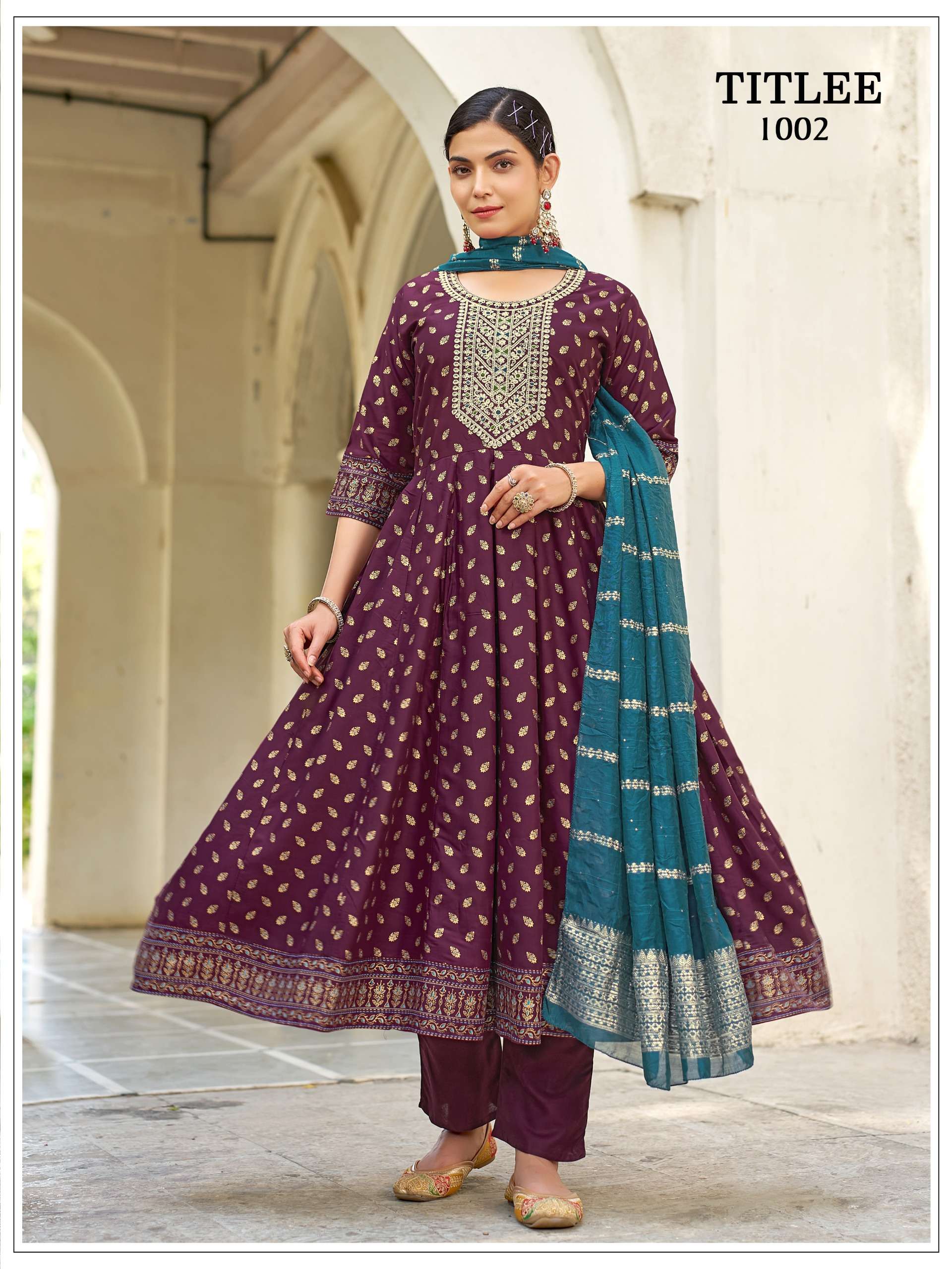 MUKESH TITLEE RAYON WITH HEAVY SEQUENCE EMBROIDERY DESIGNER WORK LADIES 3PCS SET COLLECTION 