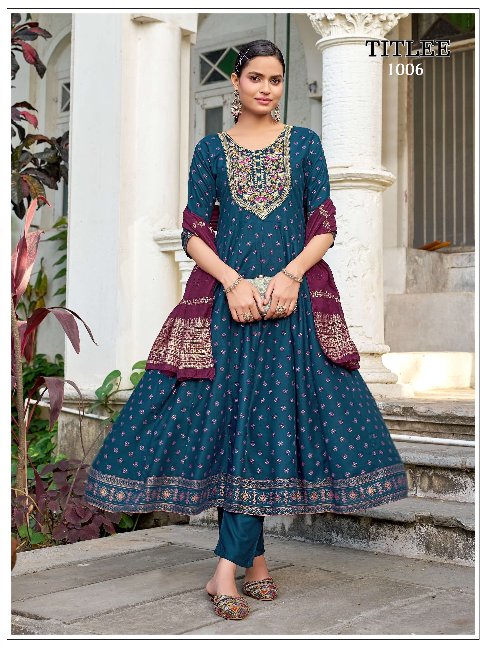 MUKESH TITLEE RAYON WITH HEAVY SEQUENCE EMBROIDERY DESIGNER WORK LADIES 3PCS SET COLLECTION 