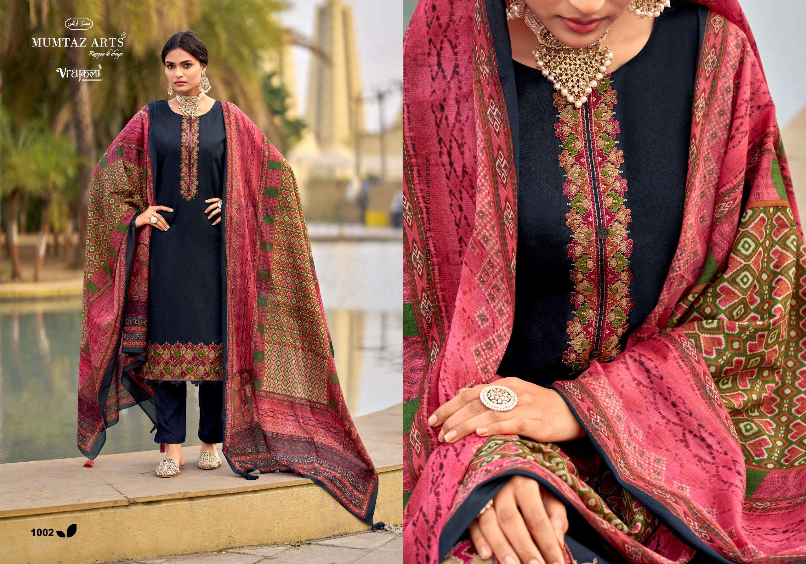 MUMTAZ ARTS PATOLA VISCOSE DIGITAL PRINT WITH EMBROIDERY WORK SUITS 