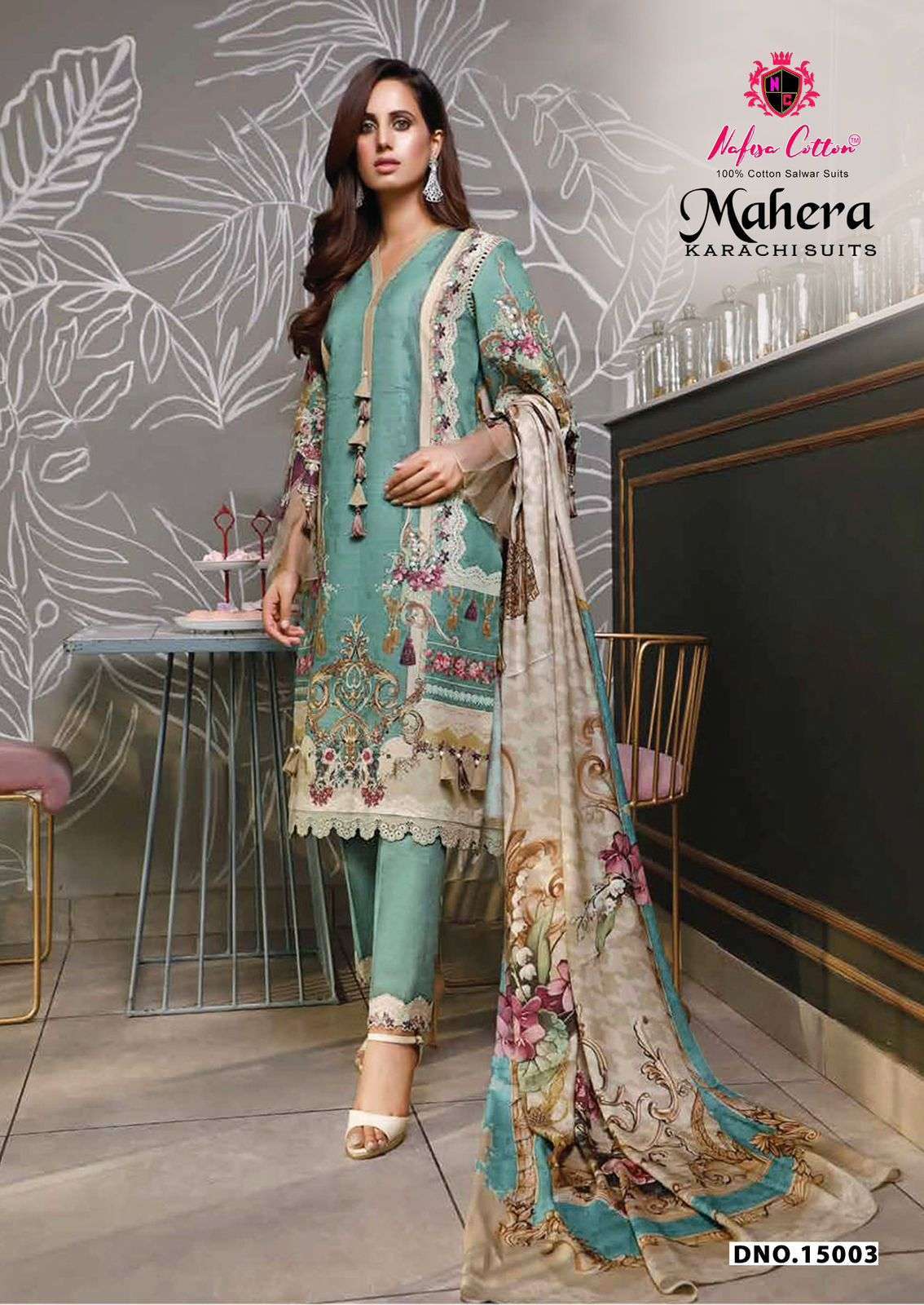 NAFISA COTTON MAHERA KARACHI SUITS VOL 15 COTTON DIGITAL PRINTS SALWAR SUIT	