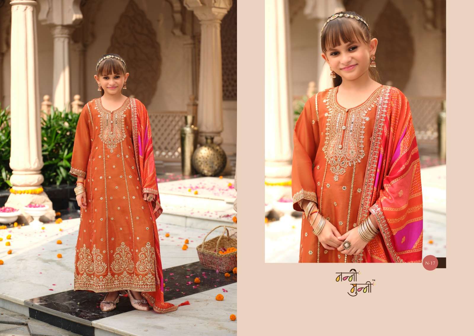 NANNI MUNNI ROYAL KIDS SIMER FABRIC HEAVY DESIGNER PARTY WEAR LADIES SUIT
