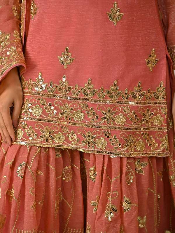 ND 5060 SILK DESIGNER PARTY WEAR LADIES SHARARA SUIT