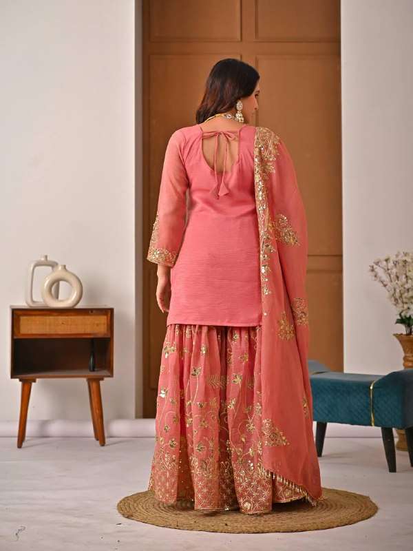 ND 5060 SILK DESIGNER PARTY WEAR LADIES SHARARA SUIT