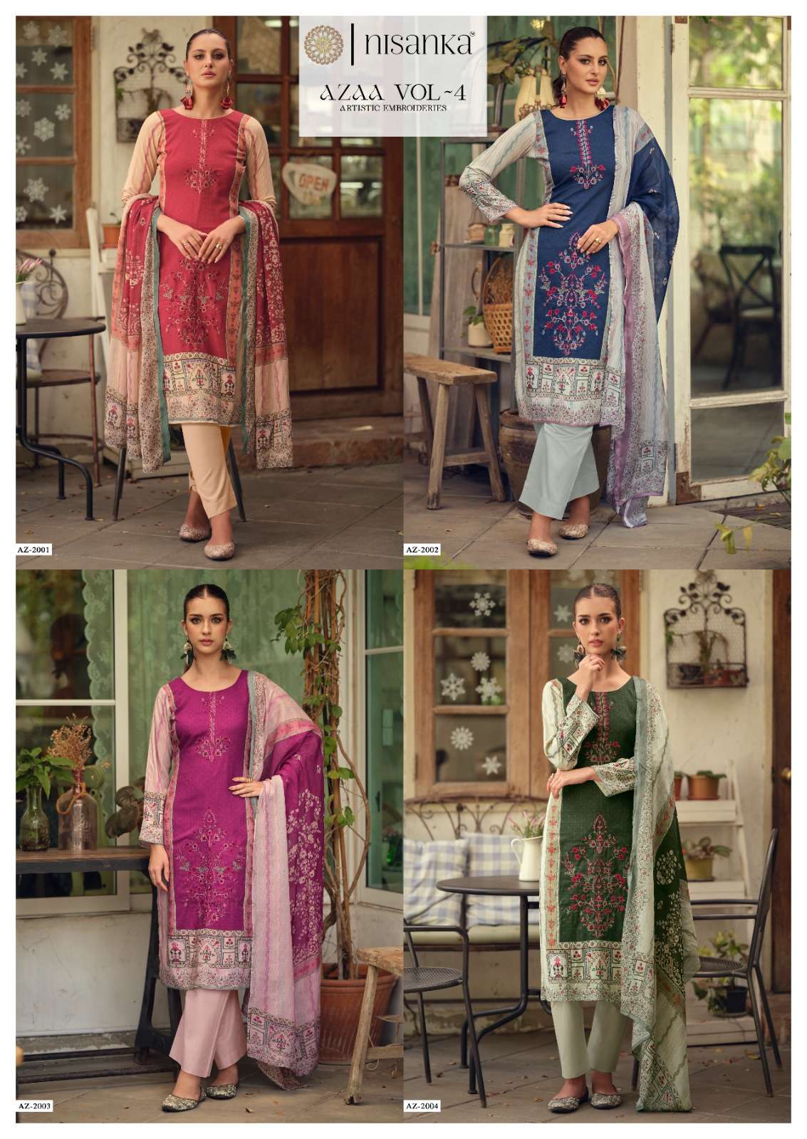 NISANKA AZAA VOL 4 VISCOSE LAWN FANCY EMBROIDERY WORK SUIT