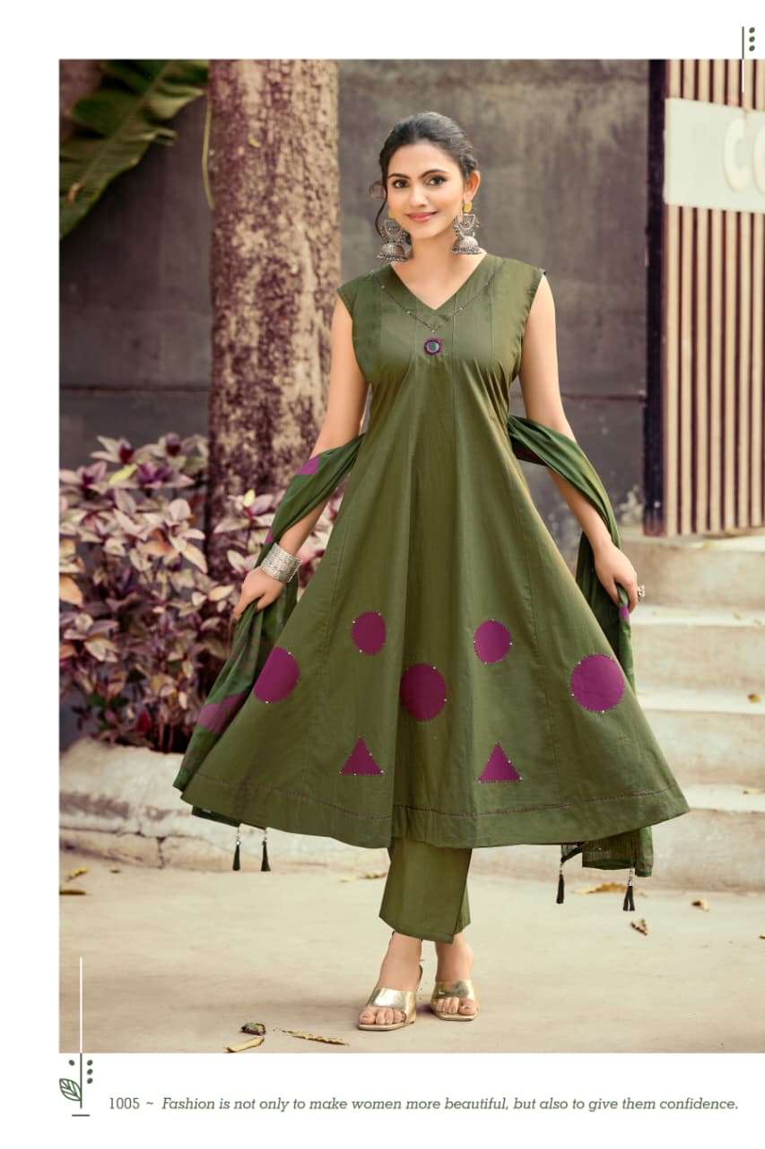 OSSM MAHIYA VOL 2 COTTON FANCY ANARKALI STYLE LADIES 3PCS SET COLLECTION 