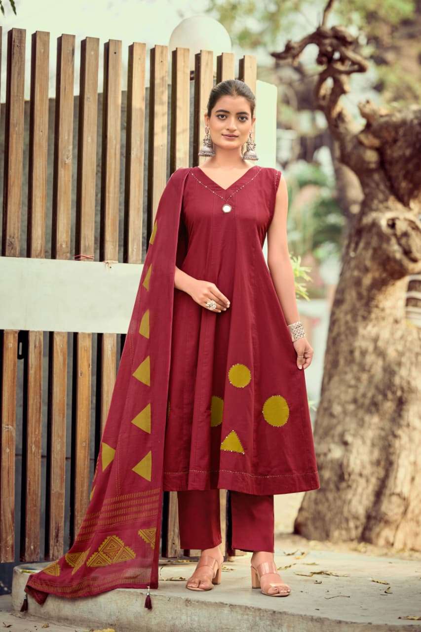 OSSM MAHIYA VOL 2 COTTON FANCY ANARKALI STYLE LADIES 3PCS SET COLLECTION 
