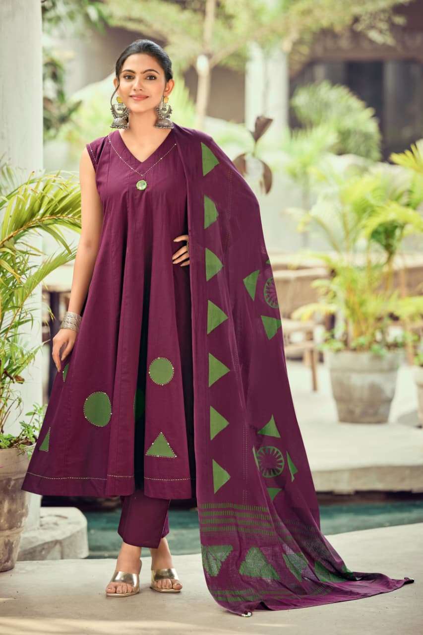 OSSM MAHIYA VOL 2 COTTON FANCY ANARKALI STYLE LADIES 3PCS SET COLLECTION 