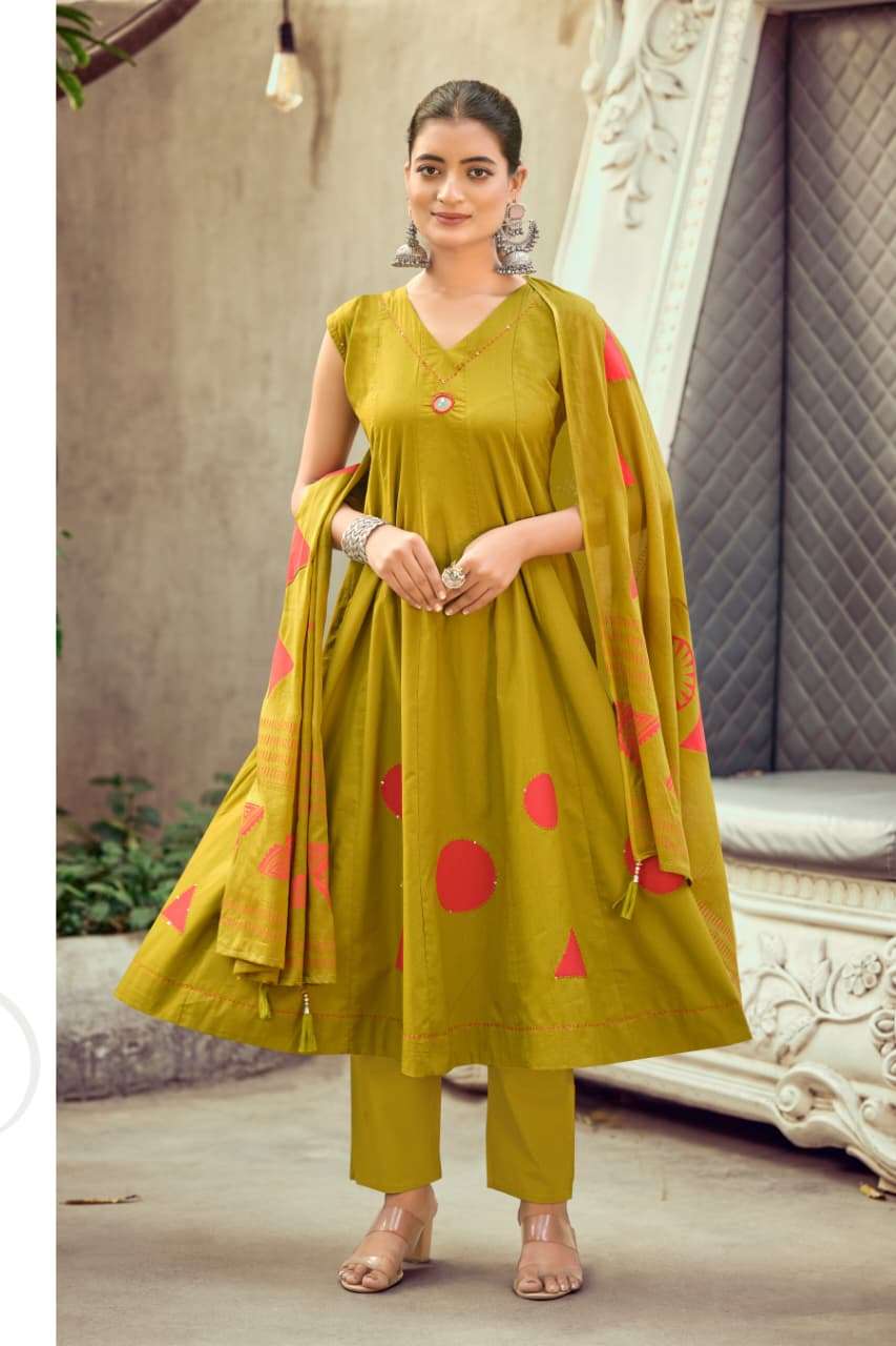 OSSM MAHIYA VOL 2 COTTON FANCY ANARKALI STYLE LADIES 3PCS SET COLLECTION 