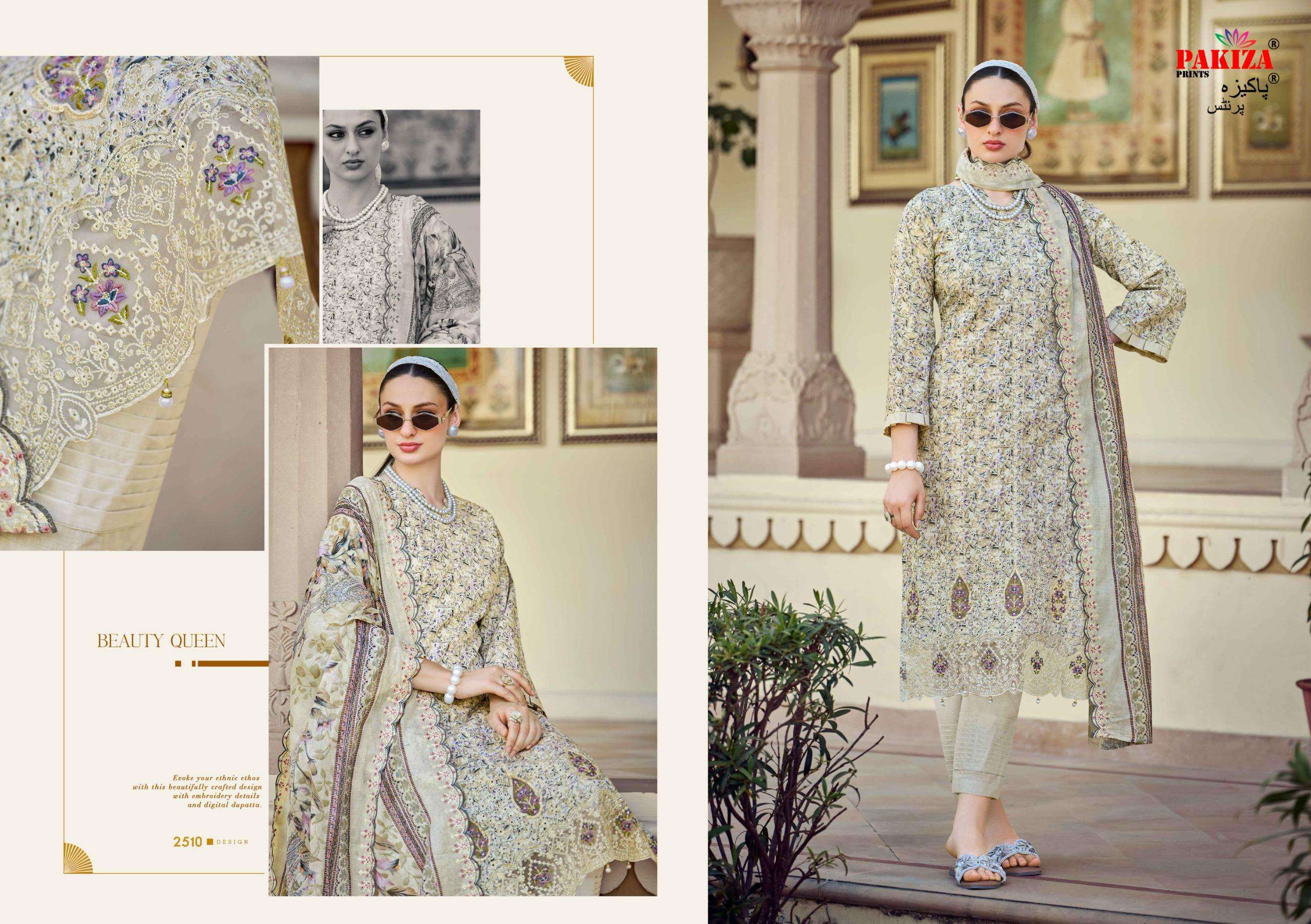 PAKIZA PRINTS HAYA VOL 25 LAWN COTTON DIGITAL PRINT WITH FANCY EMBROIDERY WORK SUIT