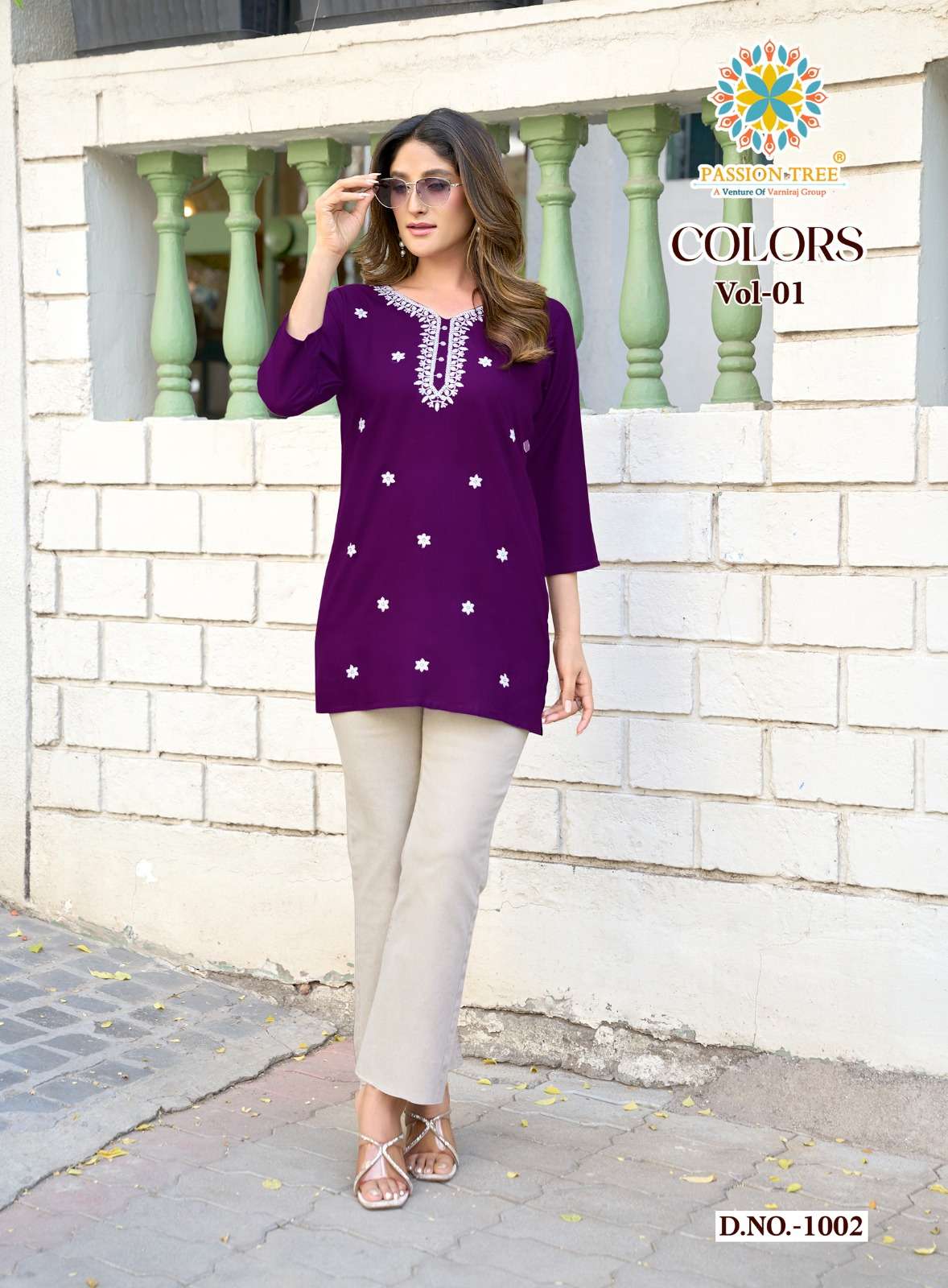PASSION TREE COLORS VOL 1 RAYON FANCY LUCKNOWI WORKS LADIES TOP