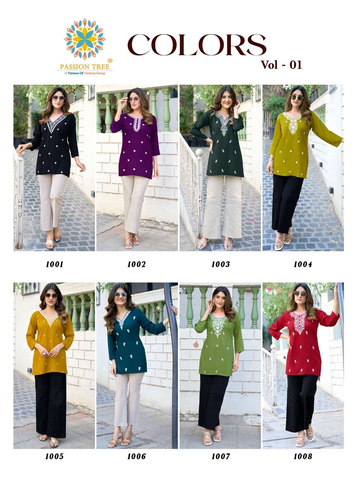 PASSION TREE COLORS VOL 1 RAYON FANCY LUCKNOWI WORKS LADIES TOP
