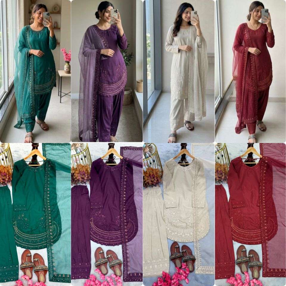 PD 1143 CREPE SILK FANCY PARTY WEAR LOOK TOP FARSHI PLAZZO AND DUPATTA 