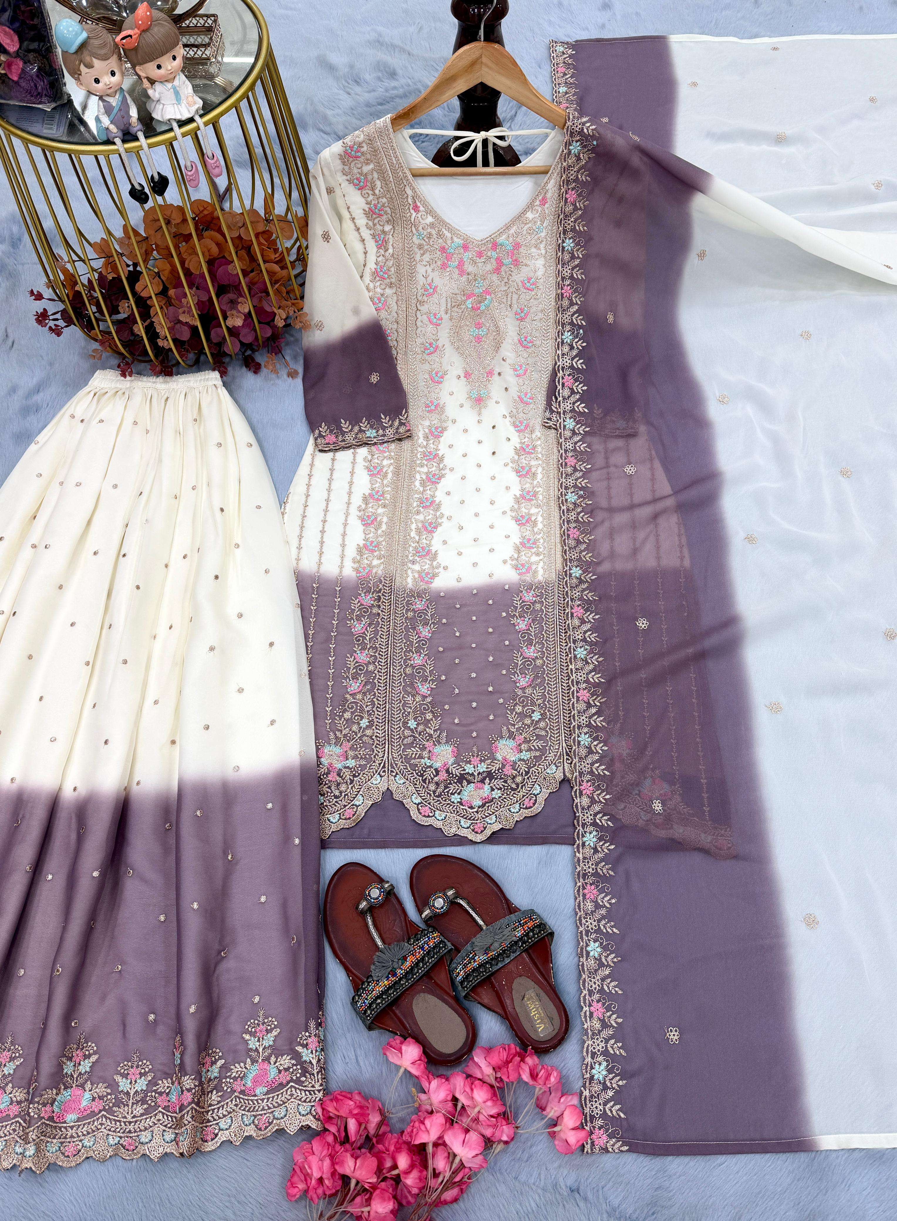 PD 1145 DUAL TONE GEORGETTE FANCY BEAUTIFUL DESIGNER LOOK PARTY WEAR LADIES SUIT