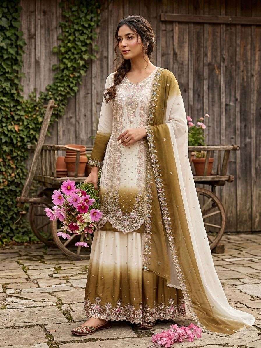 PD 1145 DUAL TONE GEORGETTE FANCY BEAUTIFUL DESIGNER LOOK PARTY WEAR LADIES SUIT