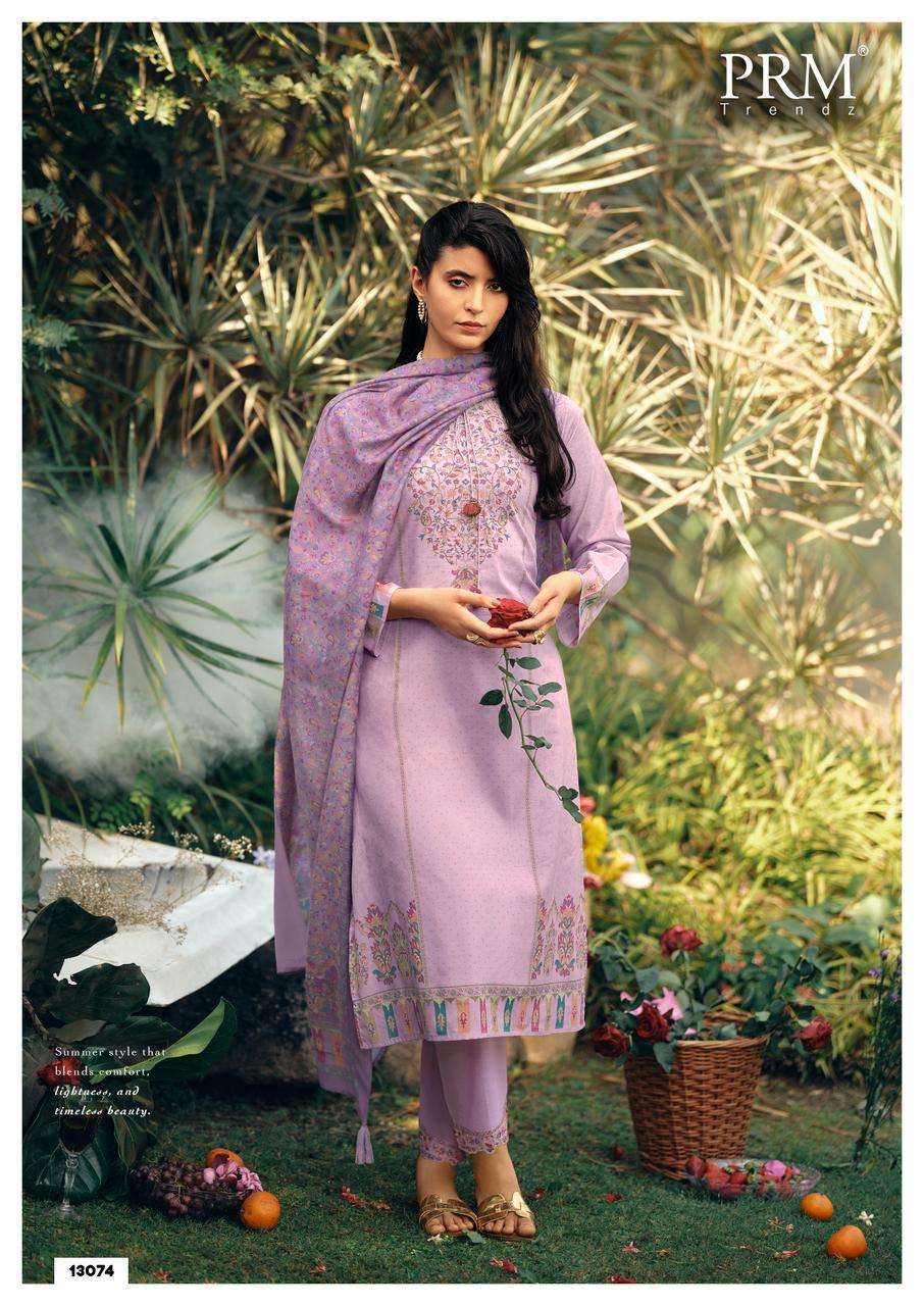 PRM TRENDZ KANI QUEEN LAWN COTTON DIGITAL PRINT WITH FANCY WORK SUIT