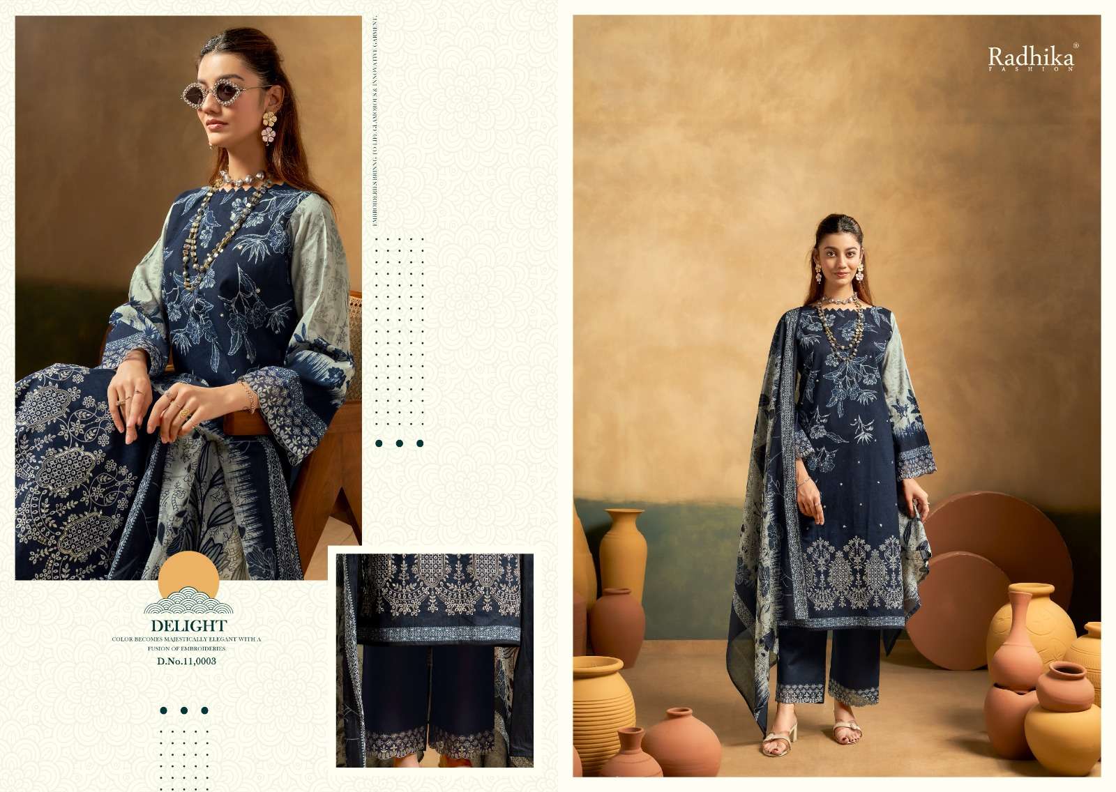 RADHIKA FASHION AL ZOHRA LAWN COTTON DIGITAL PRINT WITH FANCY WORK SUIT