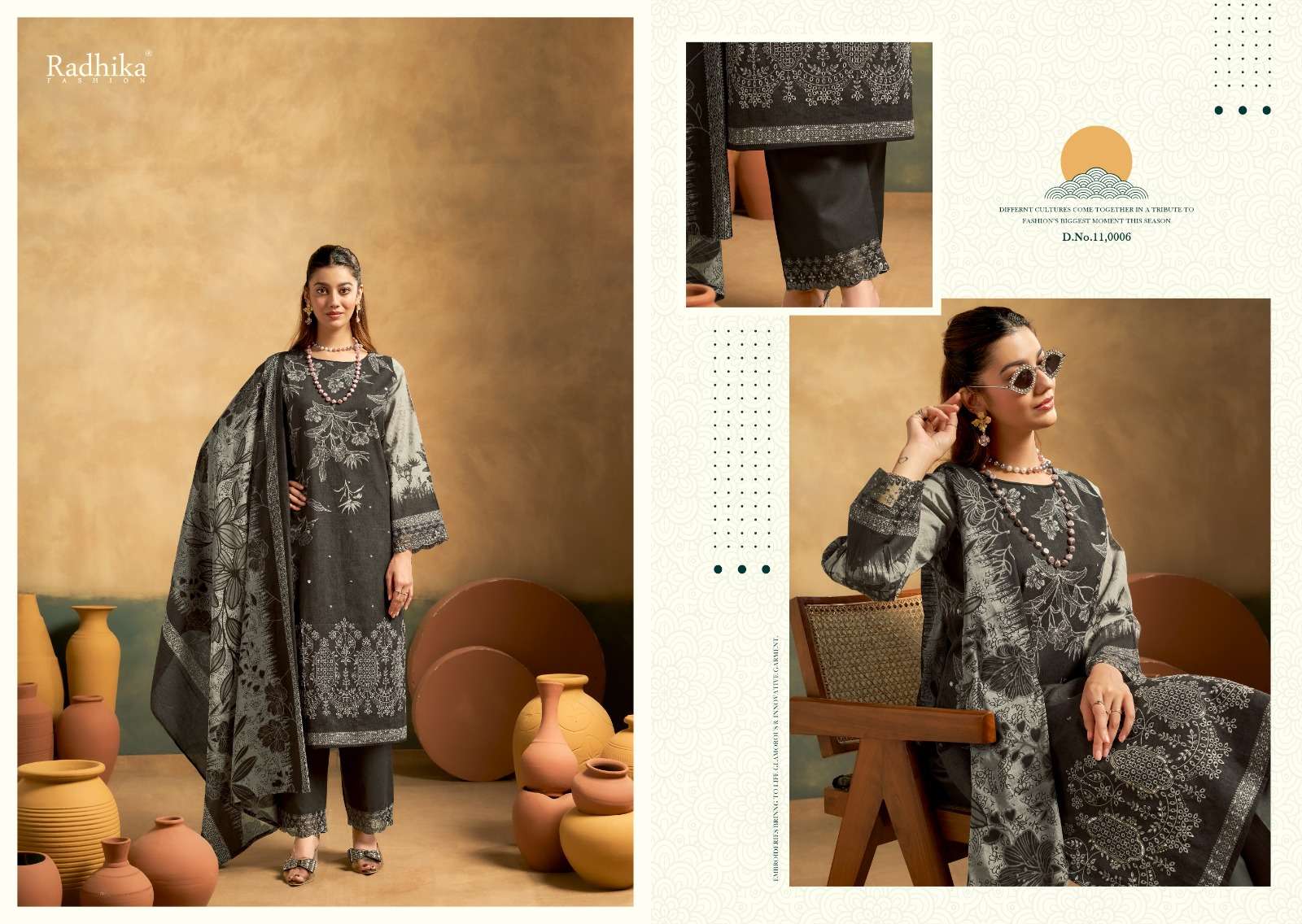 RADHIKA FASHION AL ZOHRA LAWN COTTON DIGITAL PRINT WITH FANCY WORK SUIT