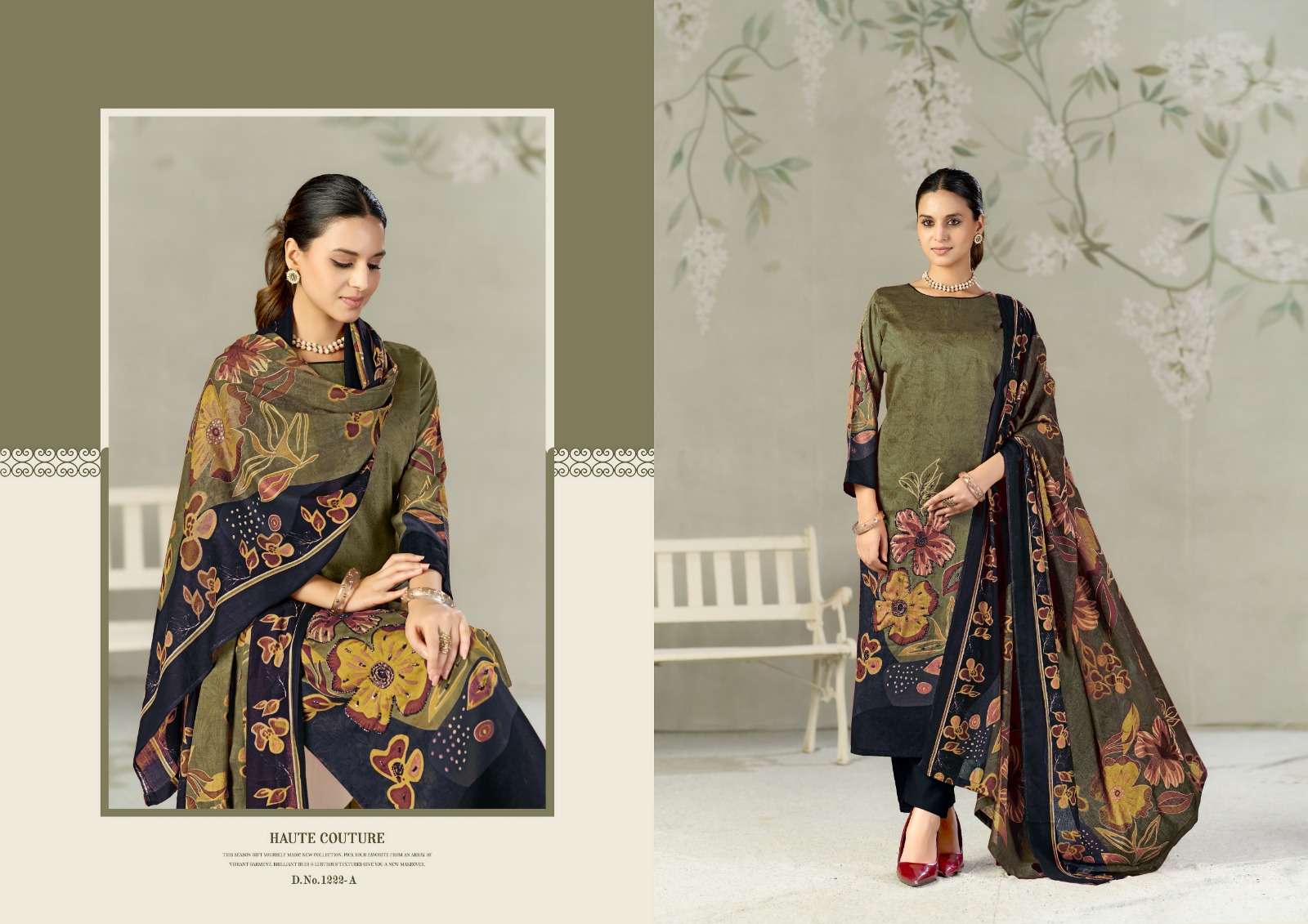 RADHIKA FASHION AZARA KAYKA D NO 1222 COTTON PRINT WITH FANCY EMBROIDERY WORK SUIT