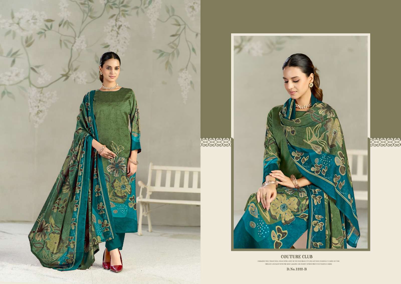 RADHIKA FASHION AZARA KAYKA D NO 1222 COTTON PRINT WITH FANCY EMBROIDERY WORK SUIT