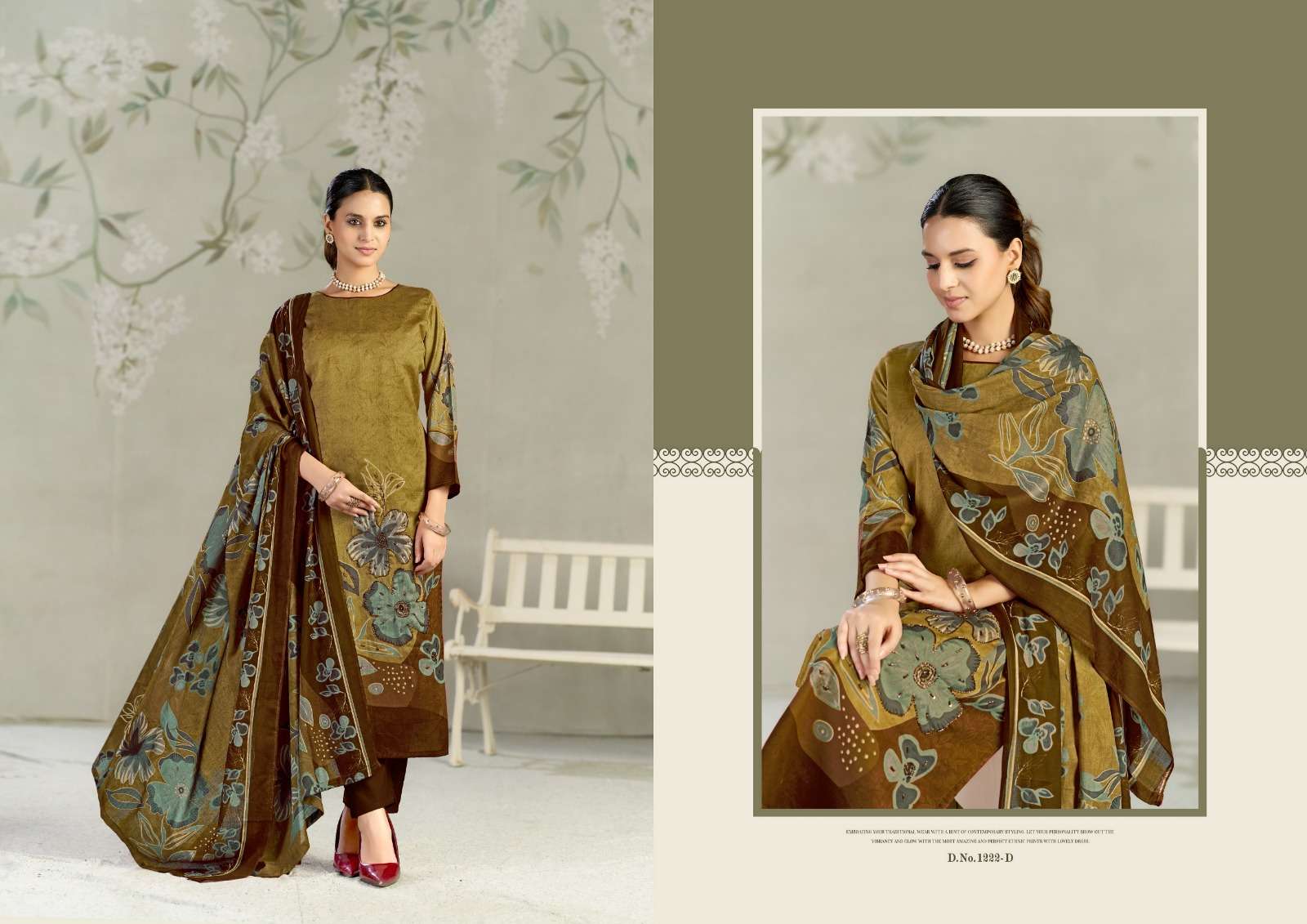 RADHIKA FASHION AZARA KAYKA D NO 1222 COTTON PRINT WITH FANCY EMBROIDERY WORK SUIT