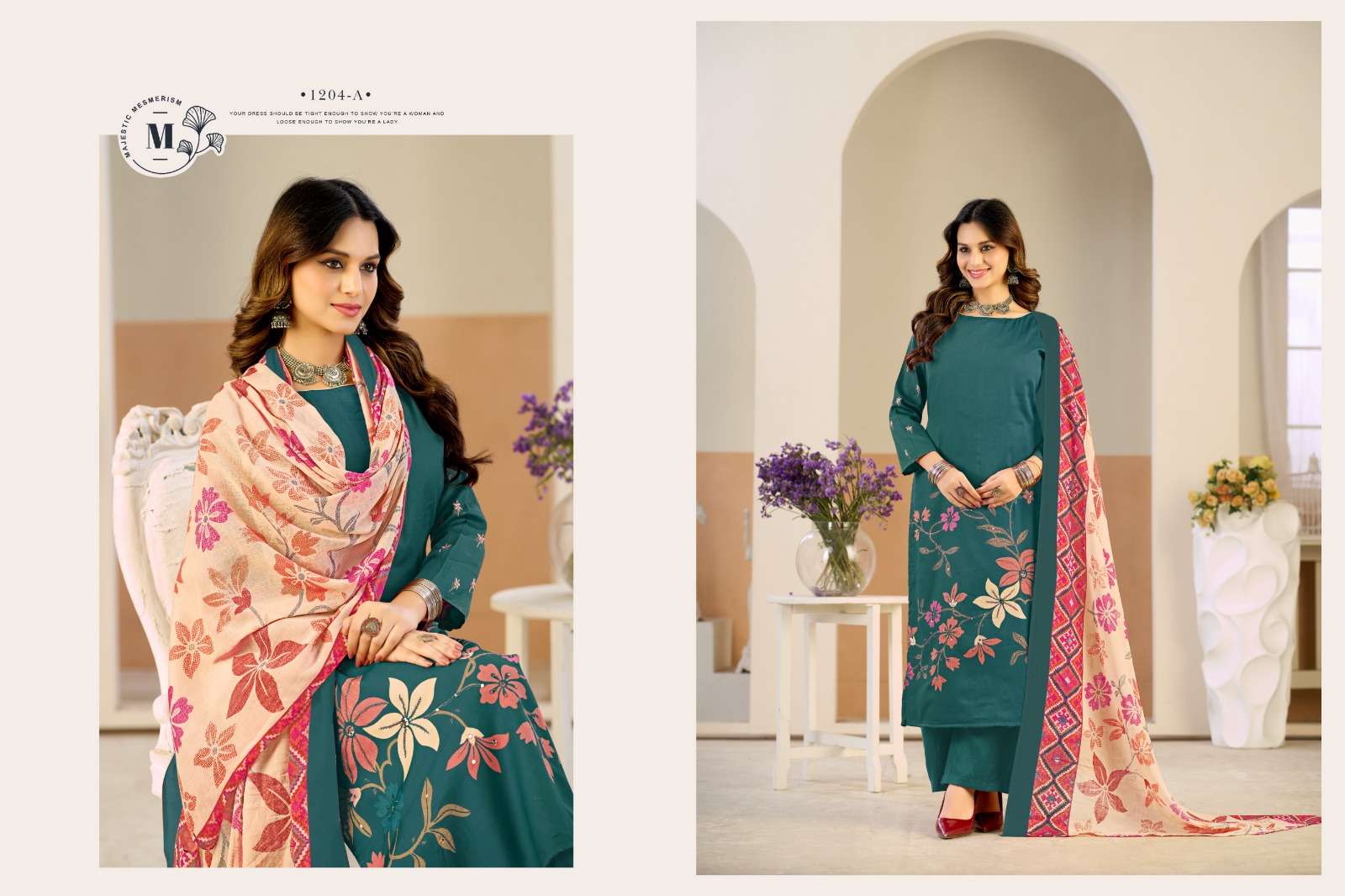 RADHIKA FASHION AZARA NIVISHA JAM COTTON PRINT WITH HAND WORK SUIT