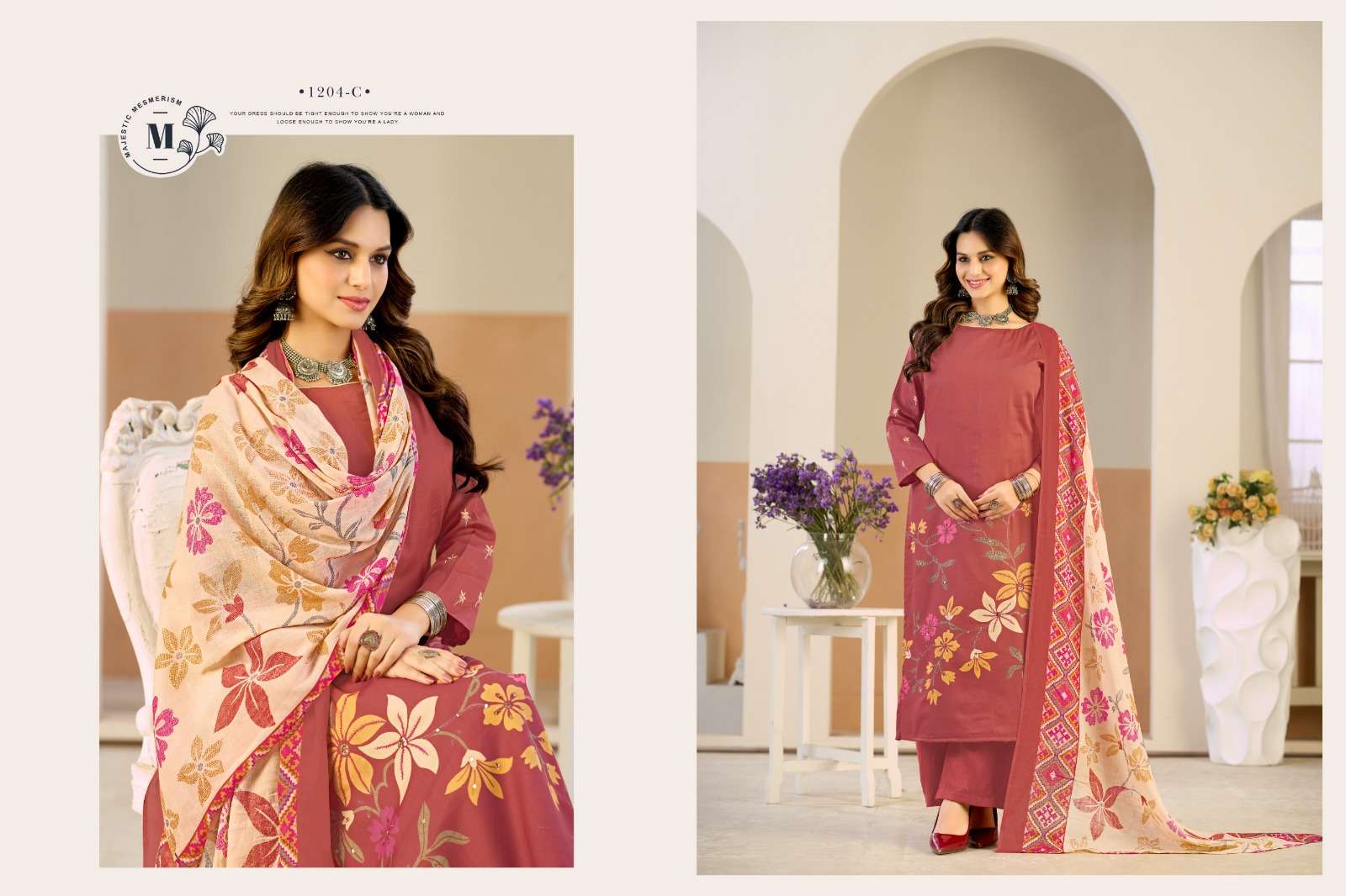 RADHIKA FASHION AZARA NIVISHA JAM COTTON PRINT WITH HAND WORK SUIT