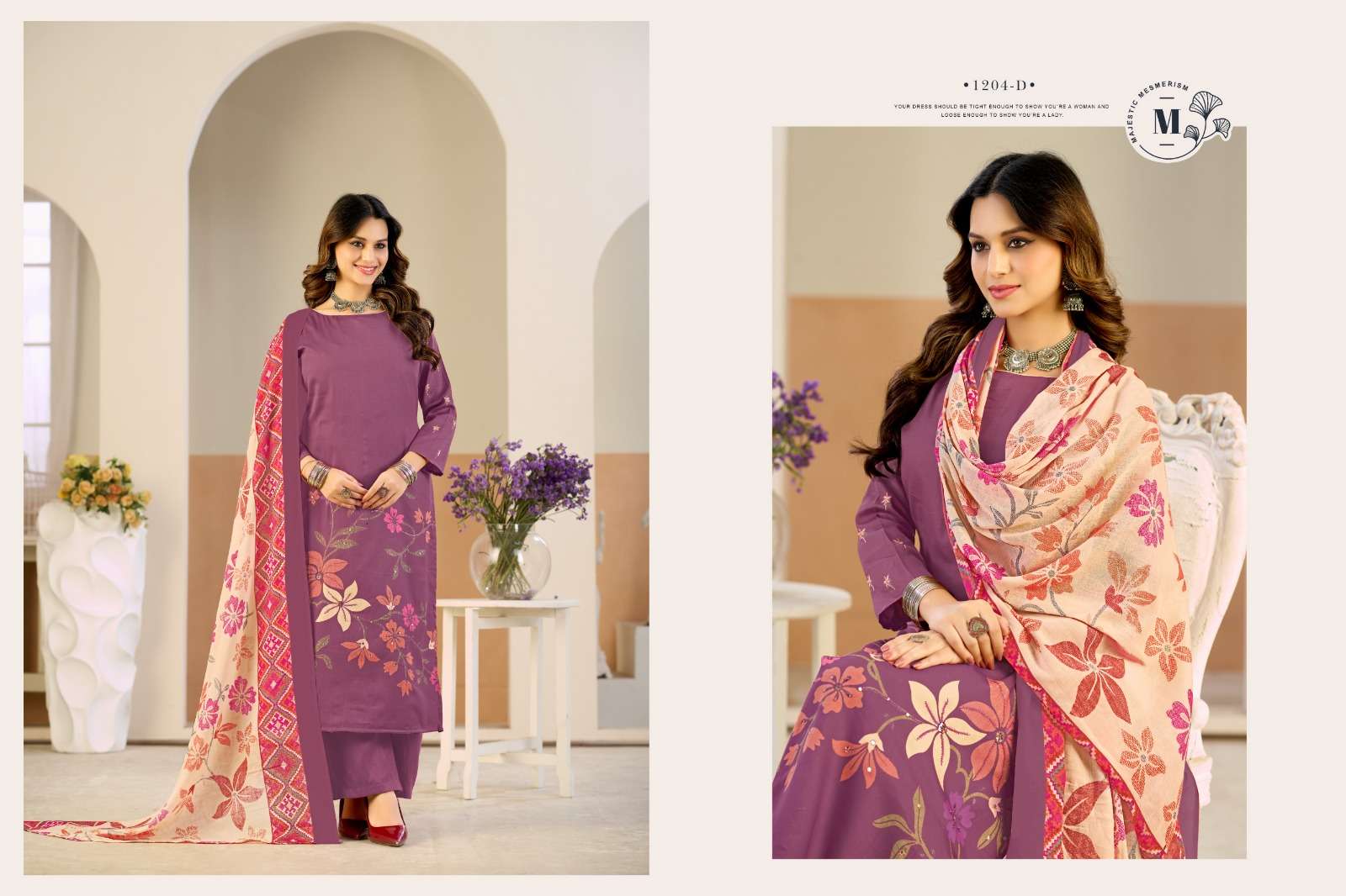 RADHIKA FASHION AZARA NIVISHA JAM COTTON PRINT WITH HAND WORK SUIT