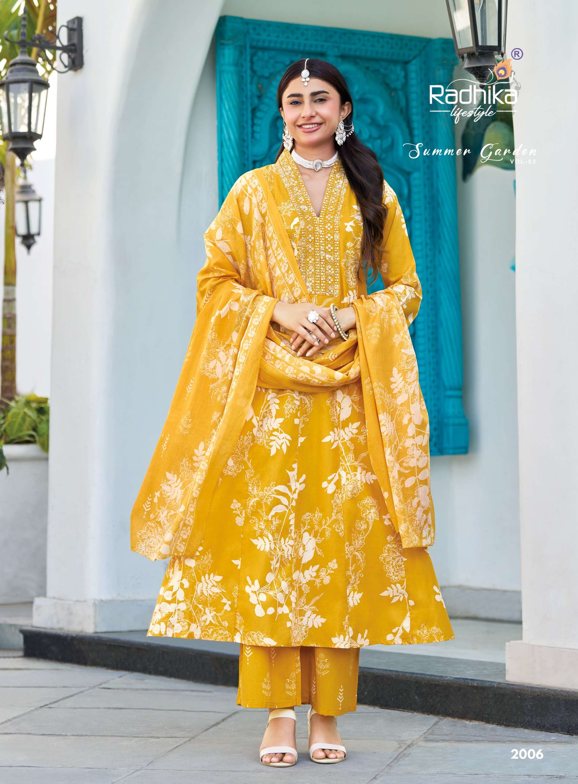 RADHIKA LIFE STYLE SUMMER GARDEN VOL 2 COTTON PRINT WITH FANCY WORK LADIES 3PCS SET COLLECTION 