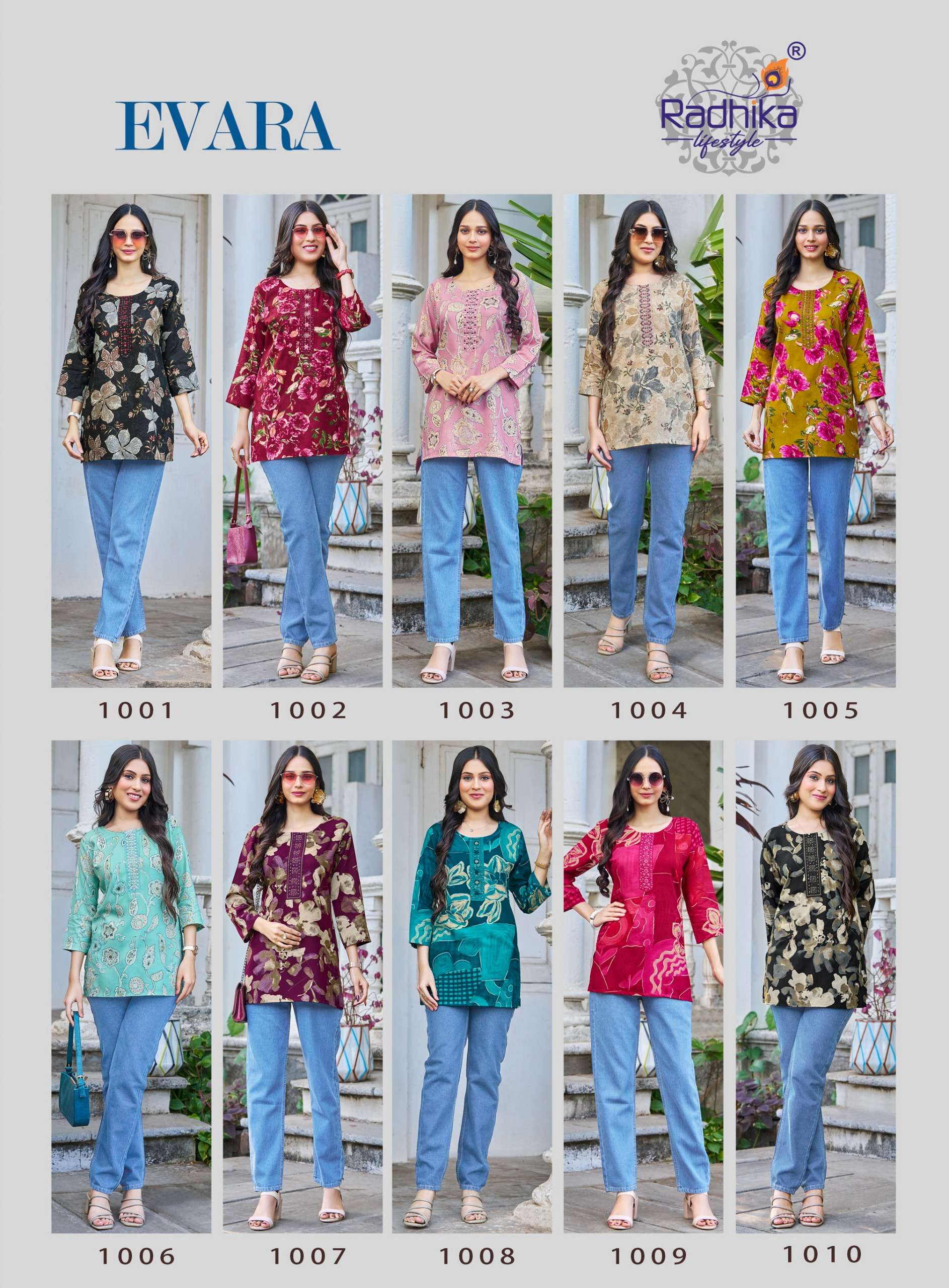 RADHIKA LIFESTYLE EVARA VOL 1 RAYON FOIL PRINT FANCY SUMMER WEAR LADIES TOP