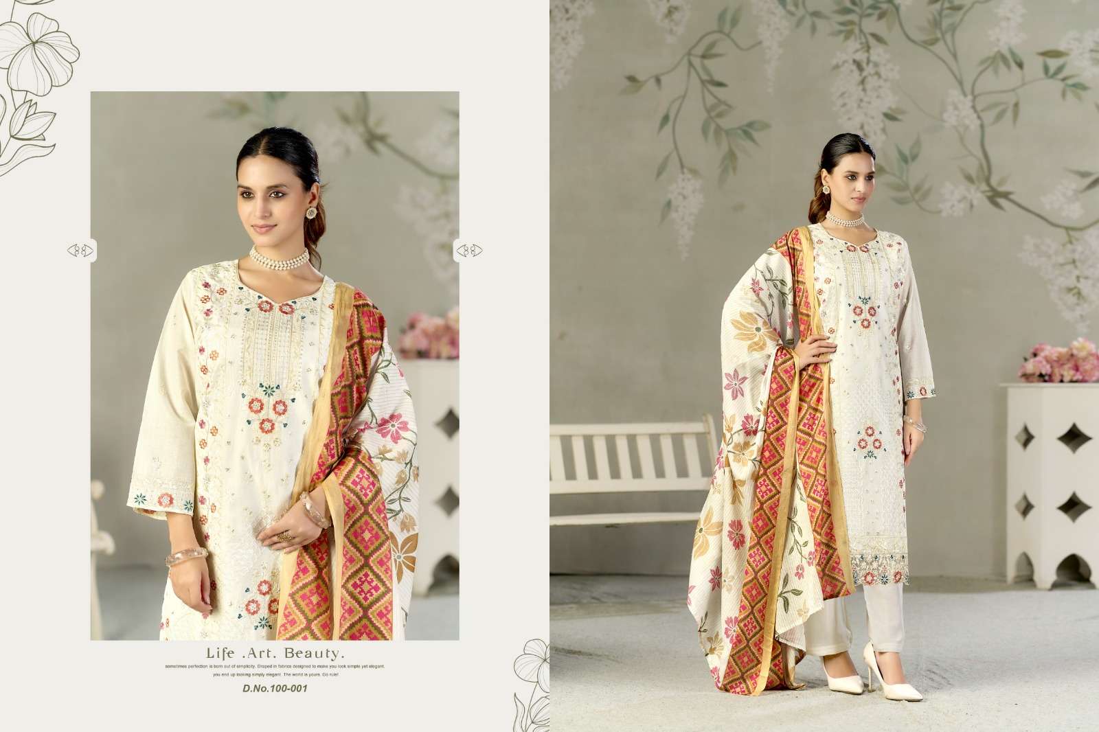 RADHIKA LIFESTYLE RUMAISA LAWN COTTON DIGITAL PRINT WITH FANCY WORK SUIT