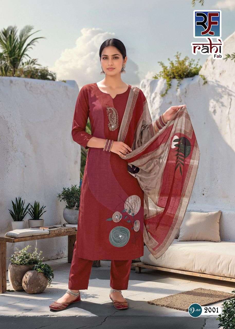 RAHI FAB RISING GOLD VOL 2 COTTON PRINTED WITH FANCY WORK SUIT
