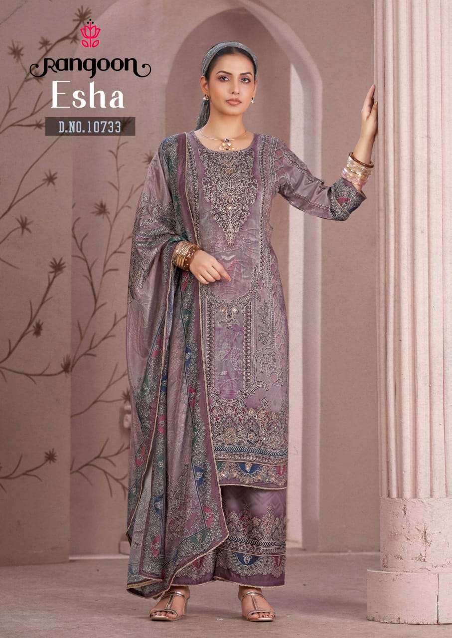 RANGOON ESHA MUSLIN DIGITAL PRINT WITH FANCY WORK READY MADE LADIES SUIT