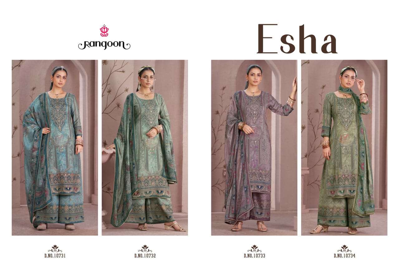RANGOON ESHA MUSLIN DIGITAL PRINT WITH FANCY WORK READY MADE LADIES SUIT