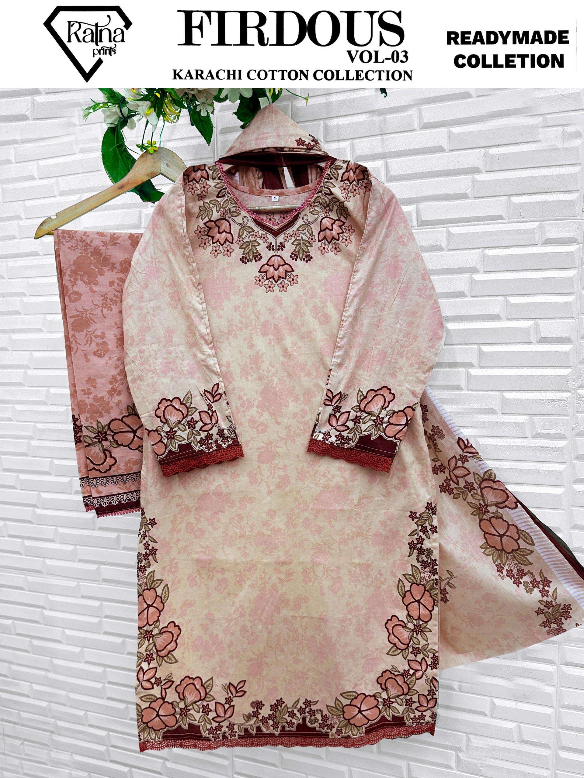 RATNA PRINTS FIRDOUS VOL 3 READY MADE COLLECTION 