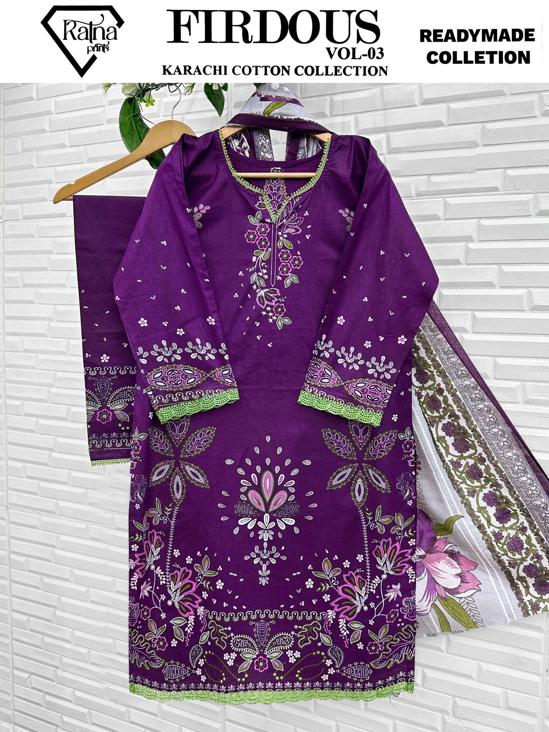 RATNA PRINTS FIRDOUS VOL 3 READY MADE COLLECTION 
