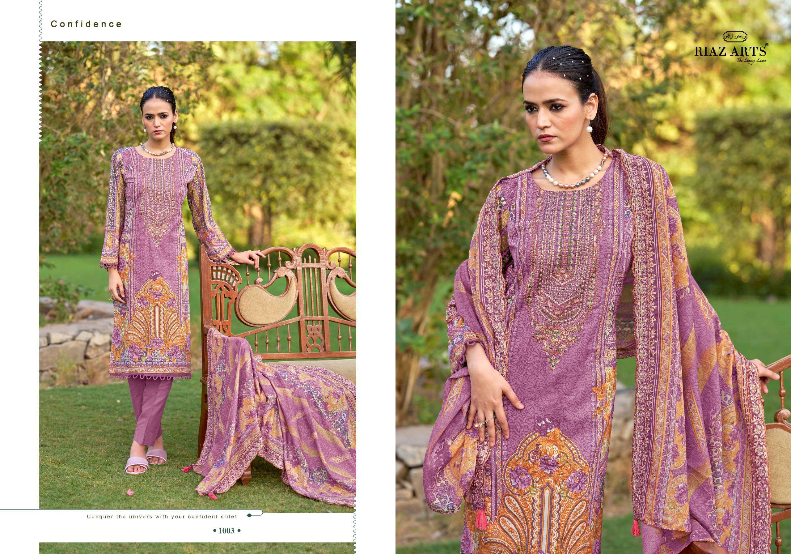 RIAZ ARTS BIN SAEED FARMAISH VOL 2 LAWN COTTON DIGITAL PRINT WITH FANCY EMBROIDERY WORK SUIT