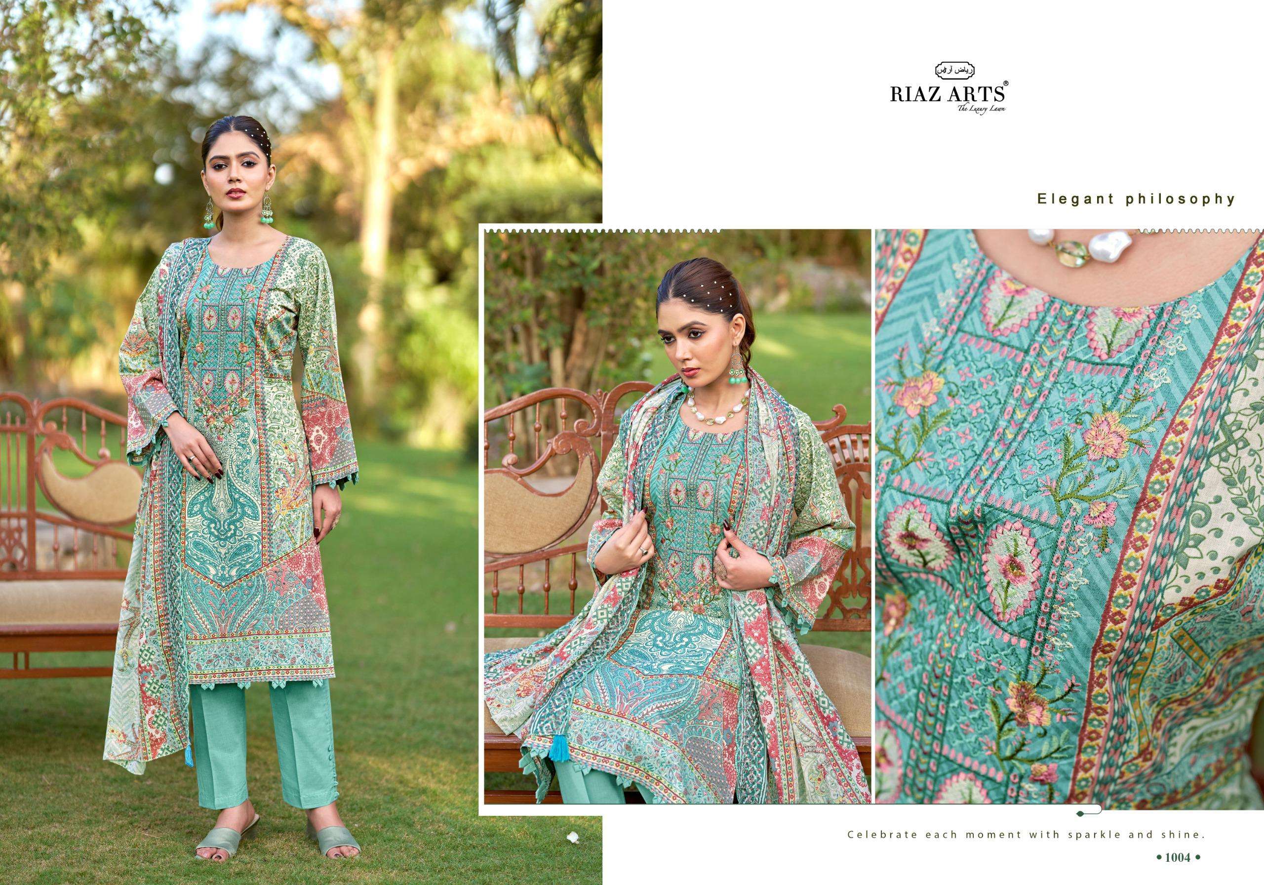 RIAZ ARTS BIN SAEED FARMAISH VOL 2 LAWN COTTON DIGITAL PRINT WITH FANCY EMBROIDERY WORK SUIT