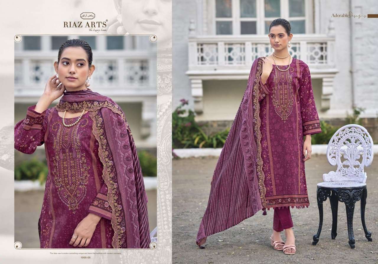 RIAZ ARTS BIN SAEED NAWAZISH VOL 2 LAWN COTTON PRINT WITH FANCY WORK SUIT