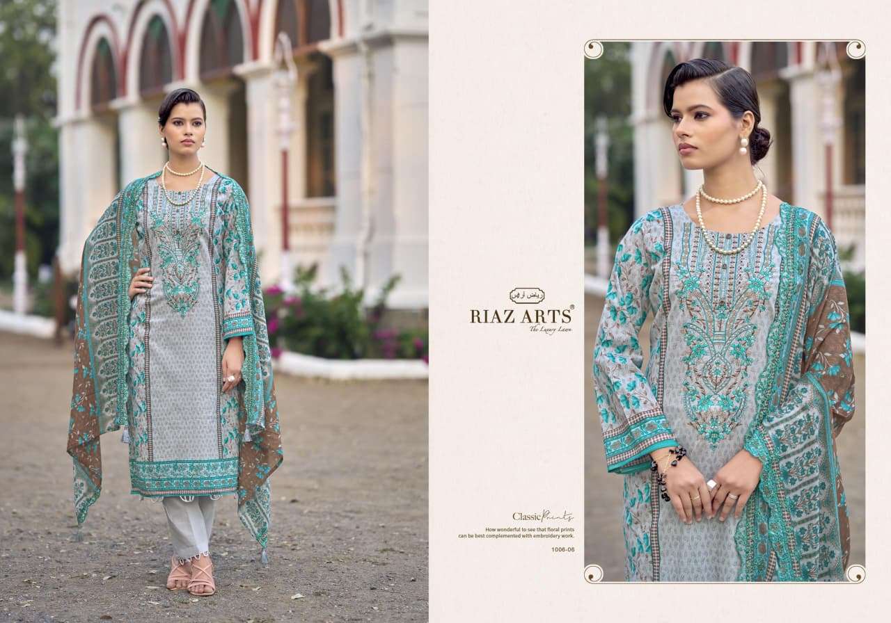 RIAZ ARTS BIN SAEED NAWAZISH VOL 2 LAWN COTTON PRINT WITH FANCY WORK SUIT