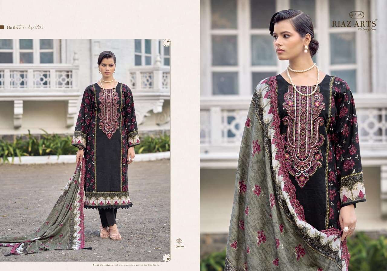 RIAZ ARTS BIN SAEED NAWAZISH VOL 2 LAWN COTTON PRINT WITH FANCY WORK SUIT